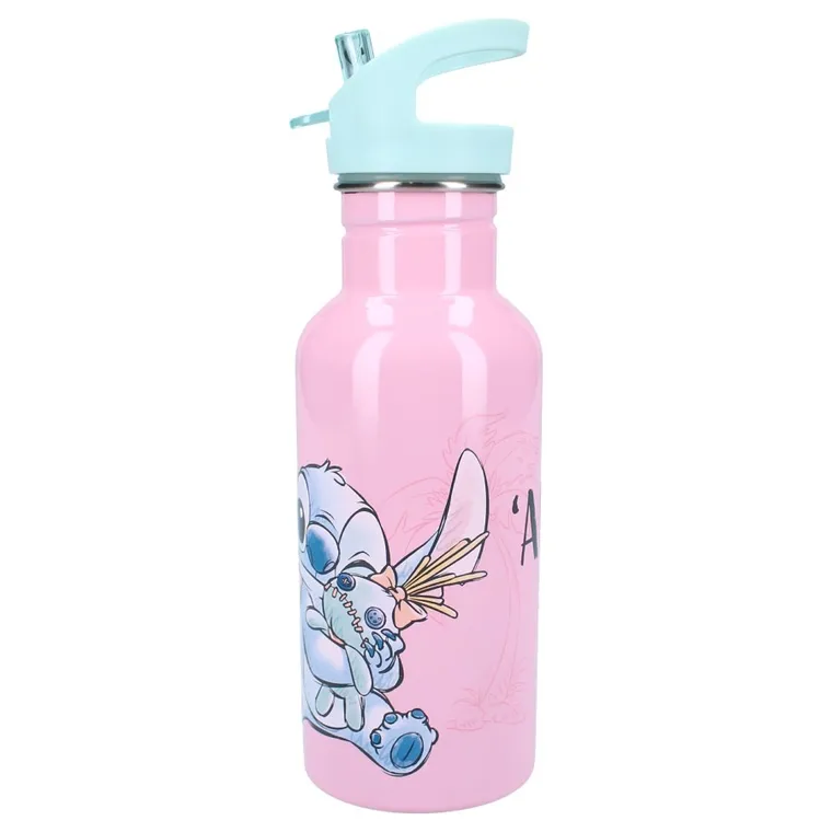 Lilo si Stitch, Take A Sip, sticla da apa cu pai, roz, 500 ml