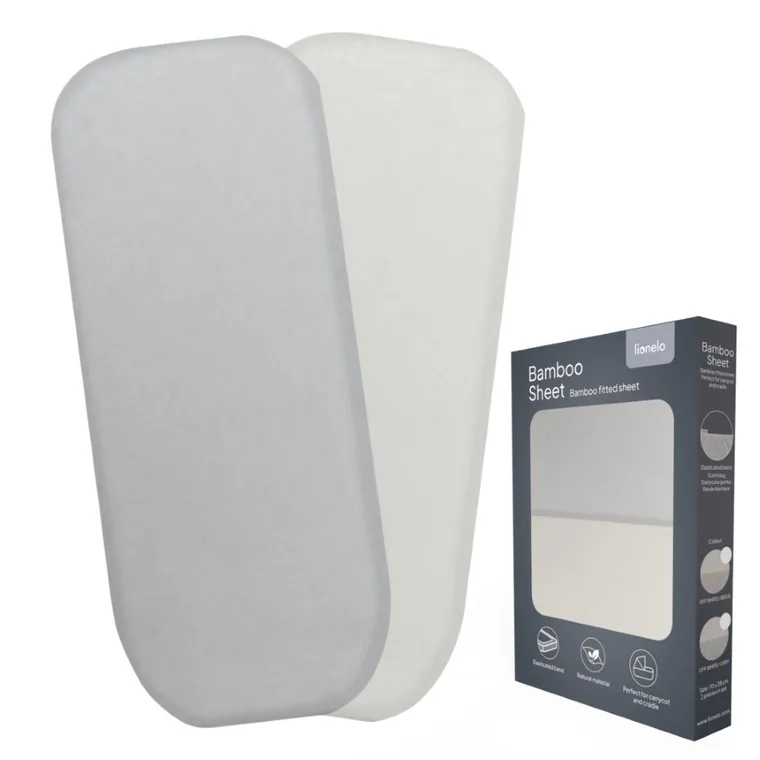 Lionelo, cearceaf cu elasic, din bambus, alb/gri, 28-70 cm, 2 buc.