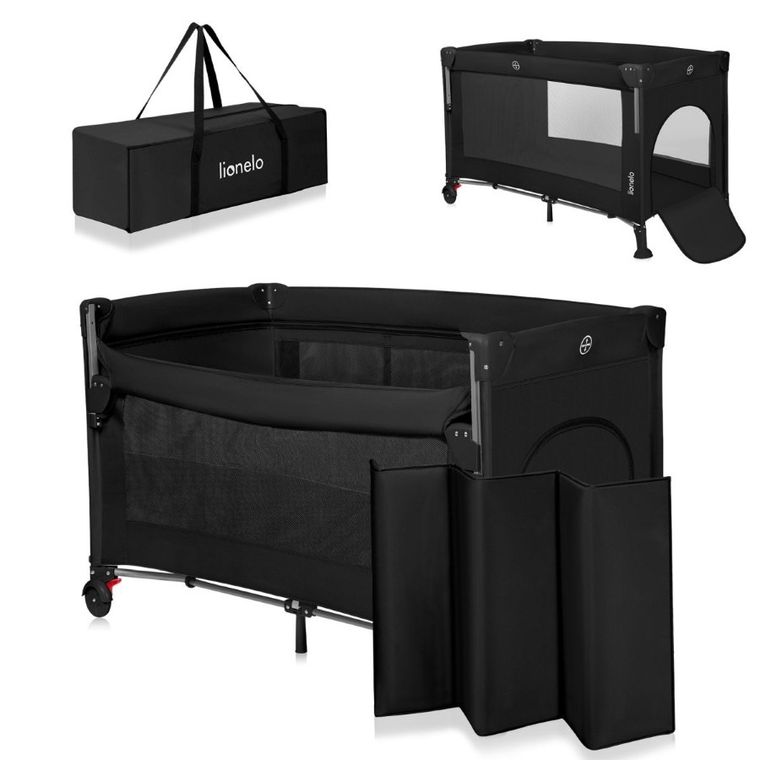 Lionelo, Ellen, patut de calatorie cu extensie mare 3in1, Black