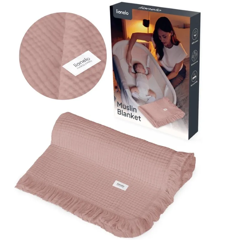 Lionelo, paturica din muselina, Dusty Pink, 70-100 cm
