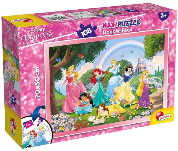 Lisciani, Disney Princess, puzzle maxi cu doua fete, 108 piese