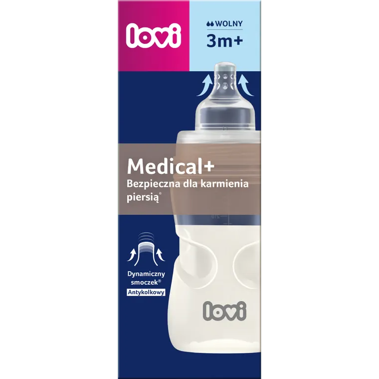 LOVI, Biberon Medical+ 250 ml, 3 m+
