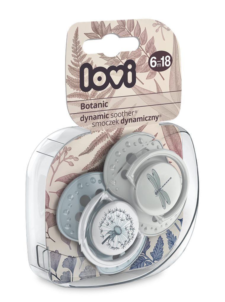 Lovi, Botanic Boy, suzeta dinamica din silicon, 6-18 luni, 2 buc.