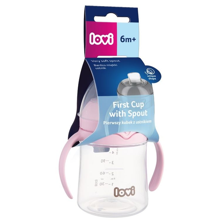 Lovi, cana pentru bebelusi cu mustiuc, roz, 150 ml