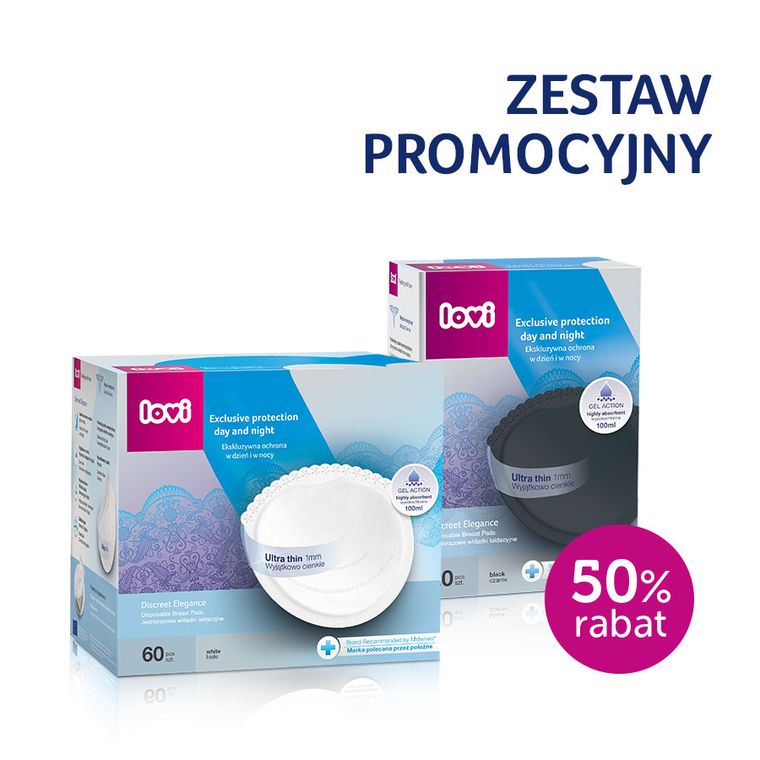 Lovi, Discreet Elegance, Tampoane pentru san, alb, 60 buc. + negru, 20 buc.