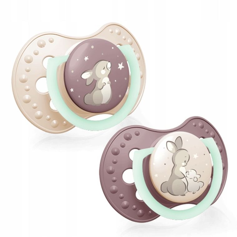 Lovi, Night&Day Girl, suzeta dinamica din silicon, 0-6 luni, 2 buc.