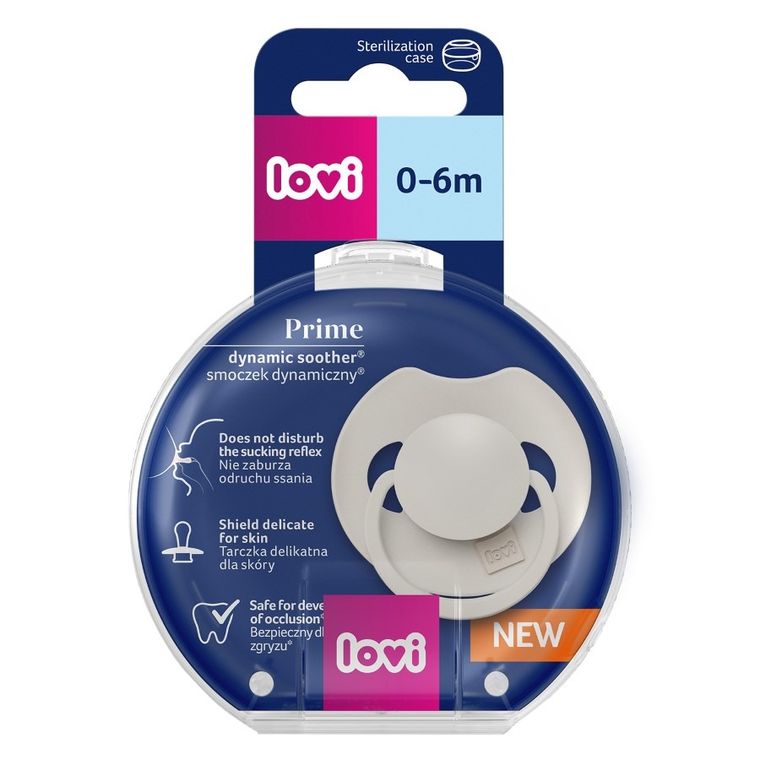 Lovi, Prime, suzeta dinamica din silicon, 0-6 luni, Coconut, 1 buc.