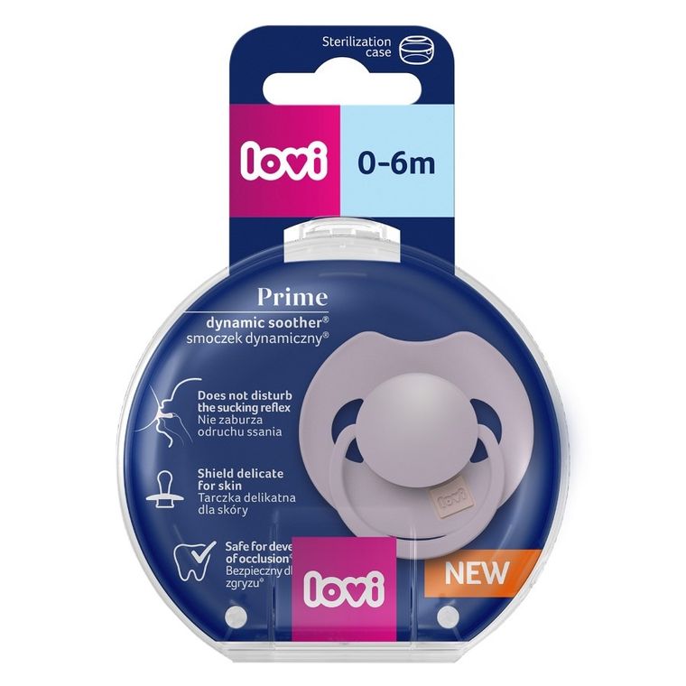 Lovi, Prime, suzeta dinamica din silicon, 0-6 luni, Violet, 1 buc.