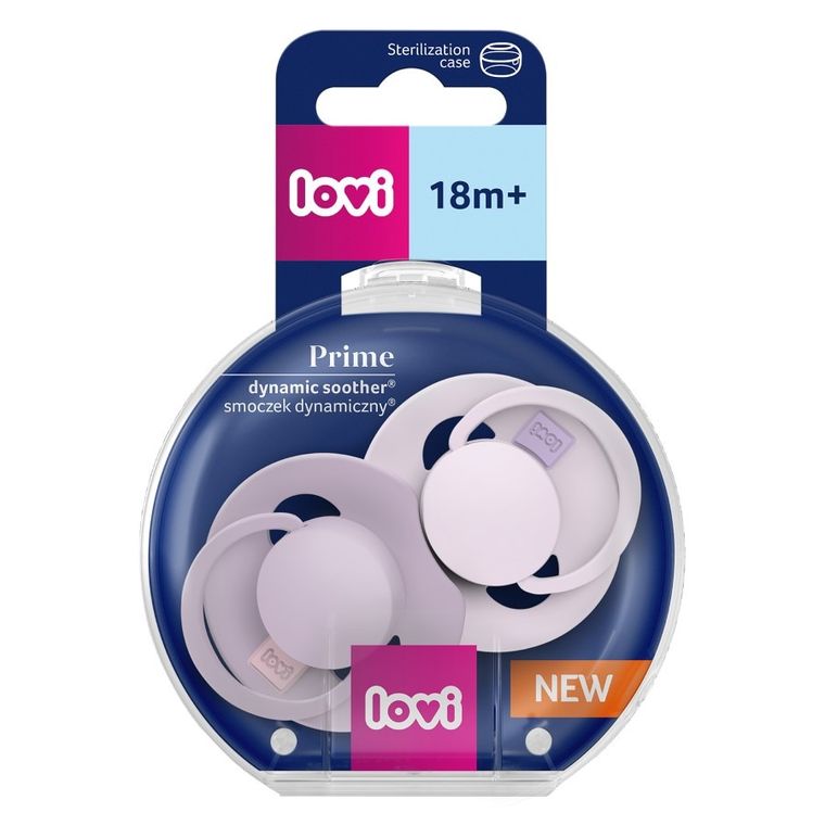 Lovi, Prime, suzeta dinamica din silicon, +18 luni, Lilac/Violet, 2 buc.