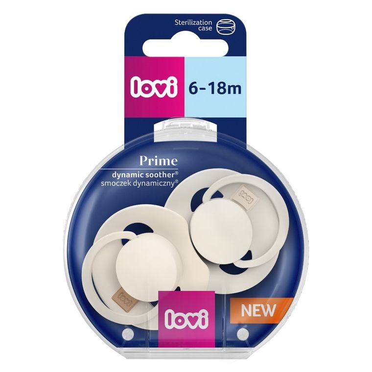 Lovi, Prime, suzeta dinamica din silicon, 6-18 luni, Coconut/Ivory, 2 buc.