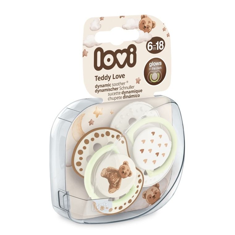 Lovi, Teddy Love, suzeta din silicon, dinamica, 6-18 luni, 2 buc.