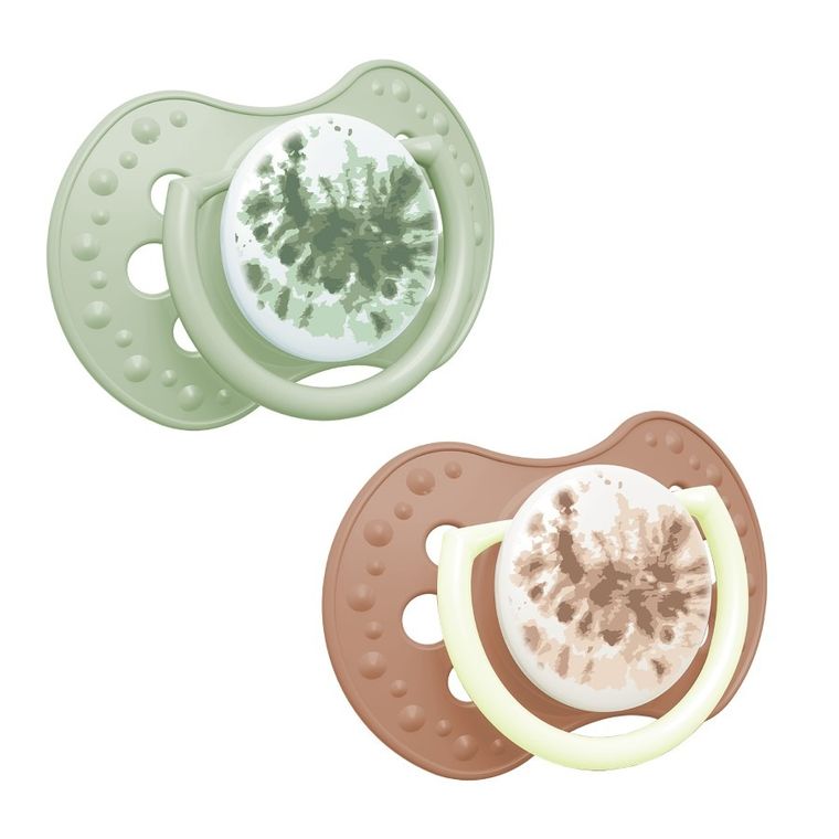 Lovi, Tie Dye, suzeta dinamica din silicon, Green, 18 luni+, 2 buc.