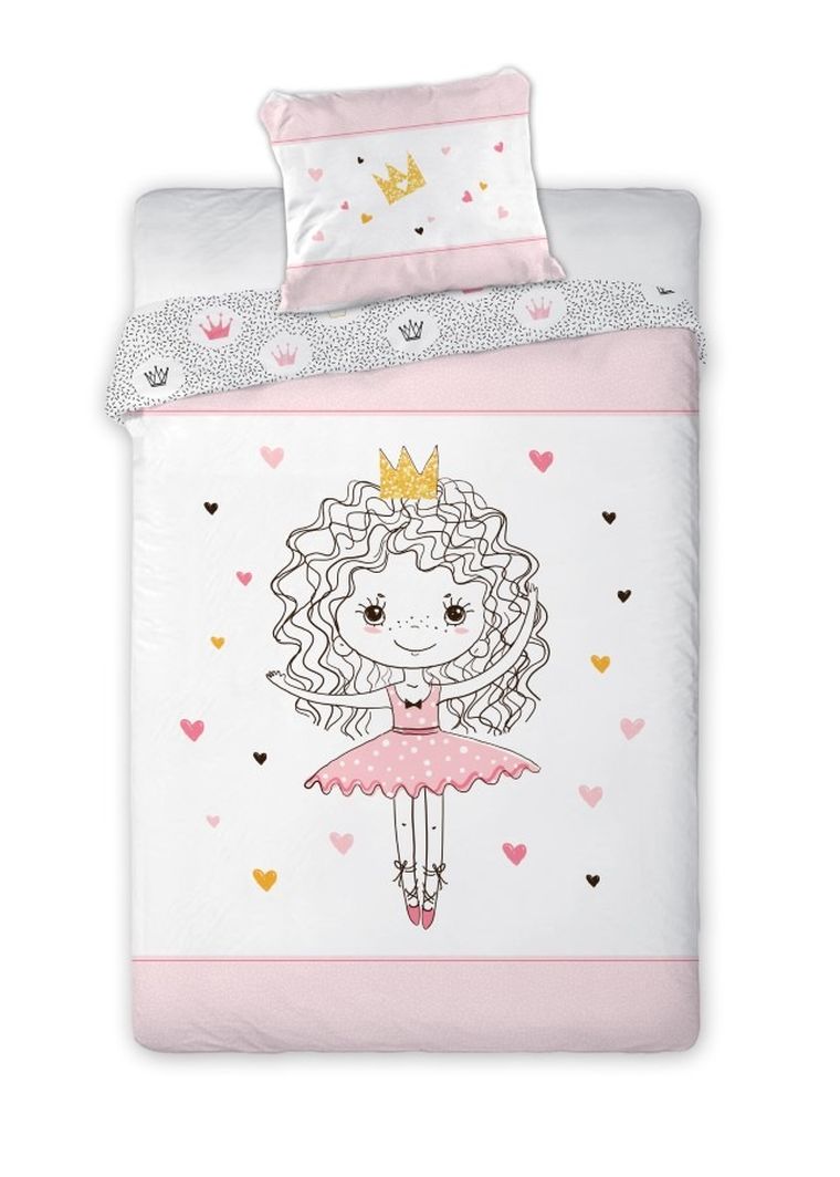 LuLuLand, Printesa roz, set lenjerie de pat single, 160-200 cm
