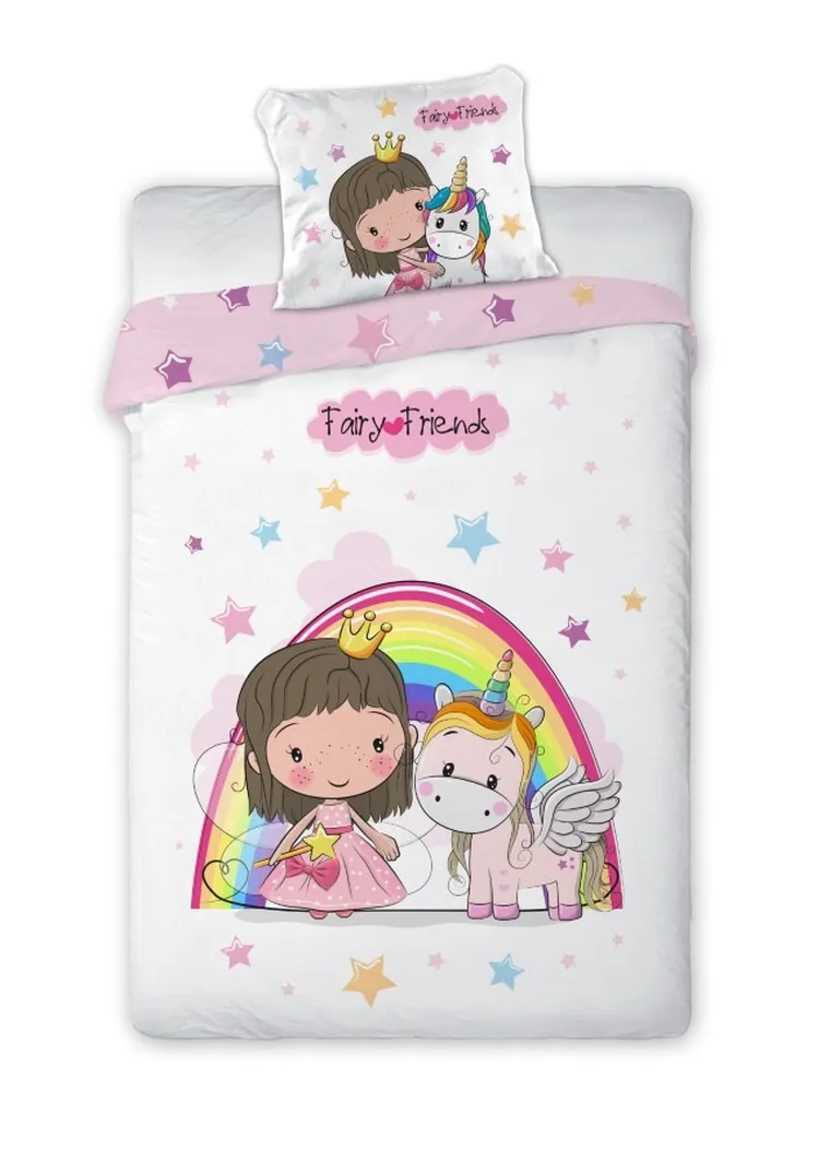 LuLuLand, Zana si unicorn, set lenjerie de pat single, 140-200 cm