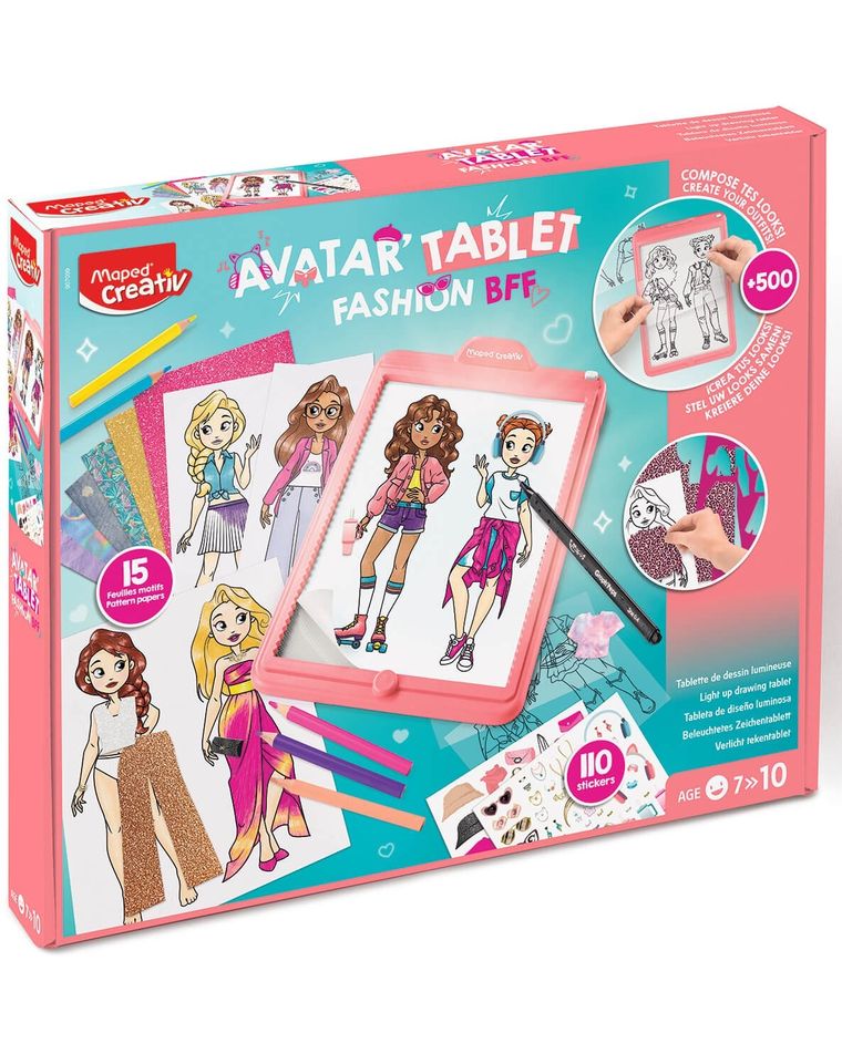 Maped Creativ, Avatar Fashion, tableta iluminata cu sabloane de trasare, moda