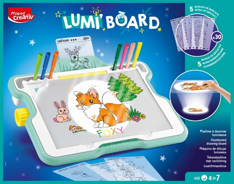 Maped Creativ, tabla alba iluminata cu sabloane de trasare