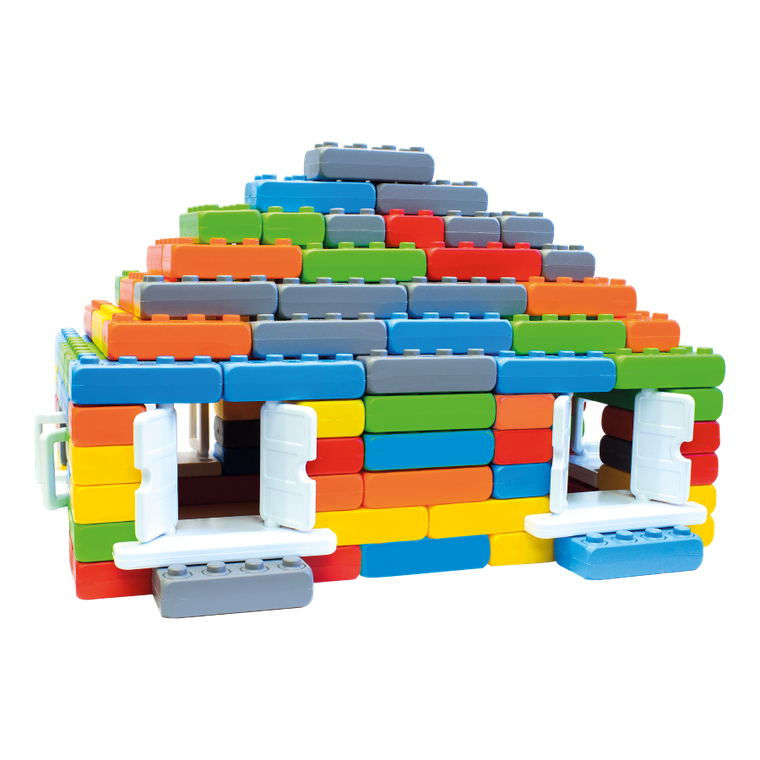 Marioinex, Junior, set de constructie, blocuri XL cu ferestre si usi, 140 piese