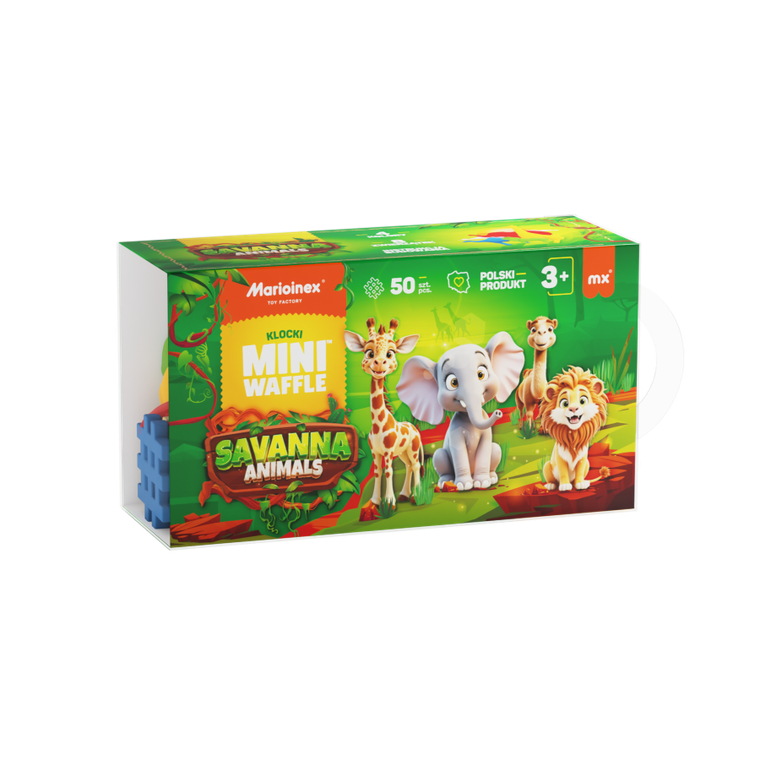 Marioinex, Mini Waffle, Animals Savanna, set de constructie, 50 piese