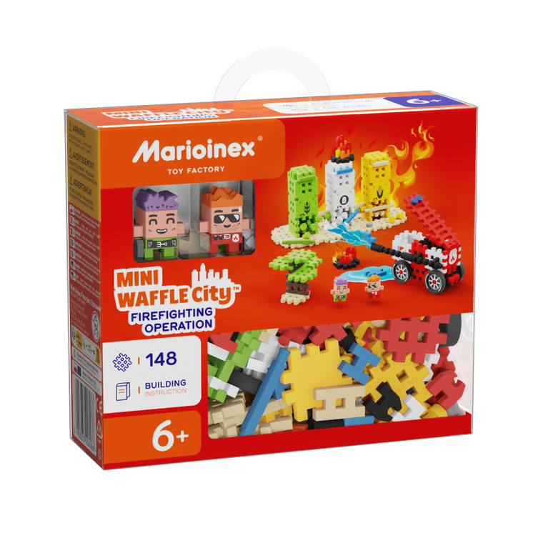 Marioinex, Mini Waffle, City, Actiunea Pompierilor, set de constructie, 148 piese