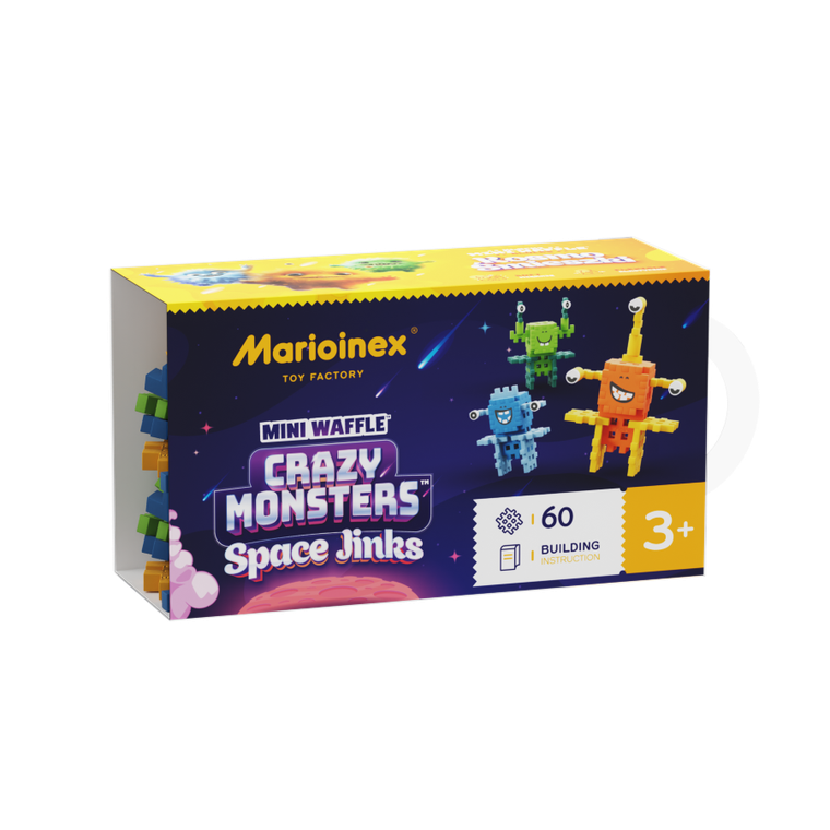 Marioinex, Mini Waffle, Crazy Monsters, Space Jinks, set de constructie, 60 piese