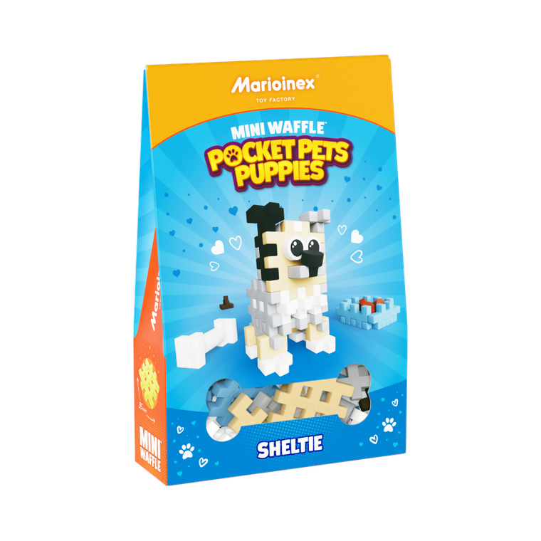 Marioinex, Mini Waffle, Pocket Pets Puppies, Caine ciobanesc de Shetland, set de constructie, 49 piese