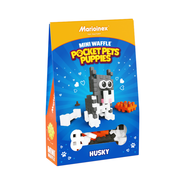 Marioinex, Mini Waffle, Pocket Pets Puppies, Husky, set de constructie, 44 piese