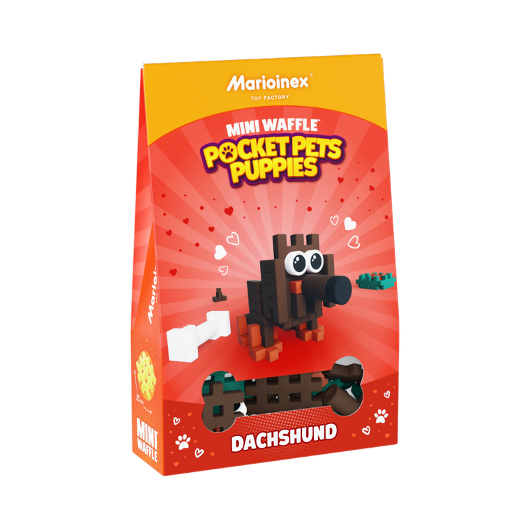 Marioinex, Mini Waffle, Pocket Pets Puppies, Teckel, set de constructie, 43 piese