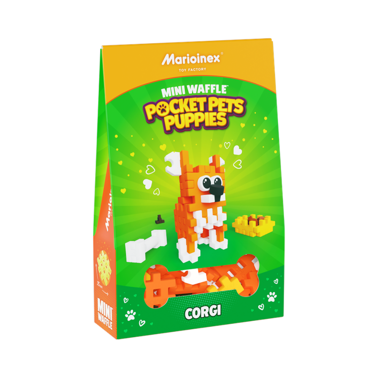 Marioinex, Mini Waffle, Pocket Pets Puppies, Welsh Corgi Pembroke, set de constructie, 49 piese