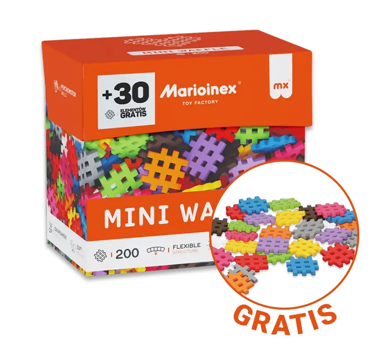Marioinex, Mini Waffle, set de constructie, 200 + 30 piese gratuit