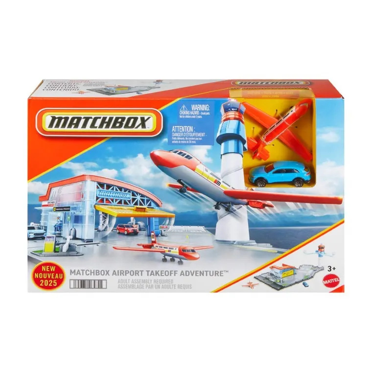 Matchbox, Airport Takeoff Adventure, set de joaca cu masina si avion