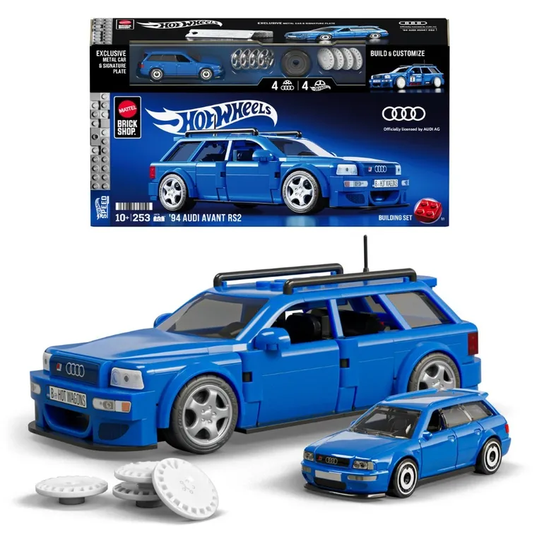 Mattel Brick Shop, Hot Wheels, Speed Series ’94 Audi Avant RS2, set de constructie, 236 elemente