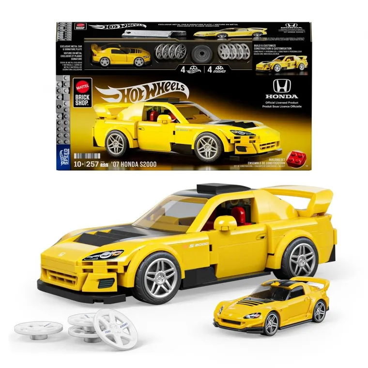 Mattel Brick Shop, Hot Wheels Speed Series, Honda S2000, set de blocuri, 257 piese