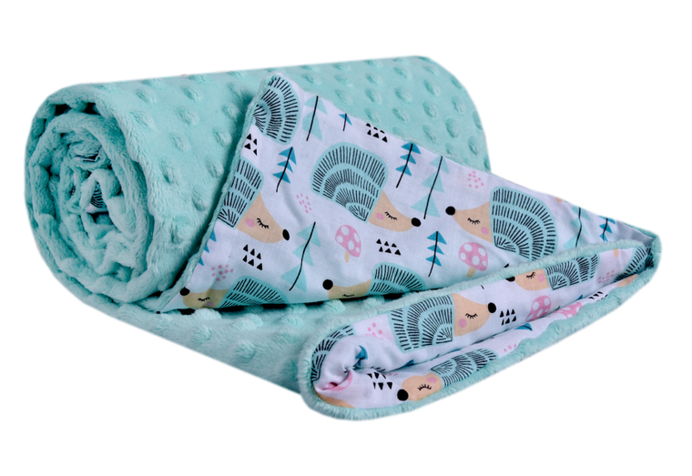 Medi partners, Arici, patura, minky, menta, 75-100 cm