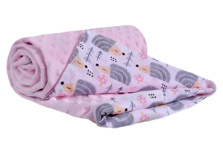 Medi partners, Arici, patura, minky, roz, 75-100 cm