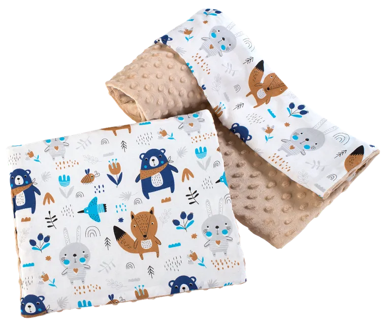 Medi Partners, Boho Animals, plapuma cu perna, minky, bej, 75-100 cm