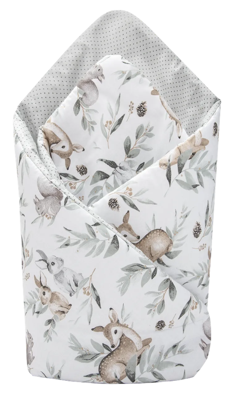 Medi Partners, Caprioare si Frunze, paturica - sistem de infasat pentru bebelusi, bumbac, 75-75 cm