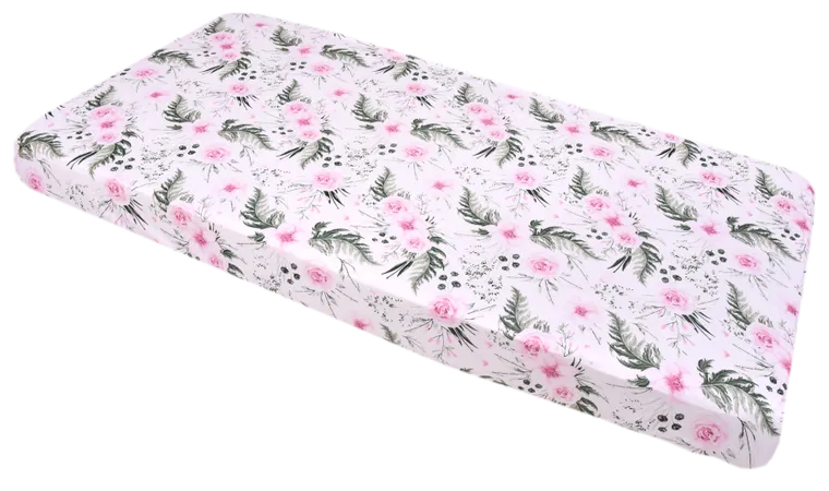 Medi Partners, Flori, cearceaf cu elastic, roz, 60-120 cm