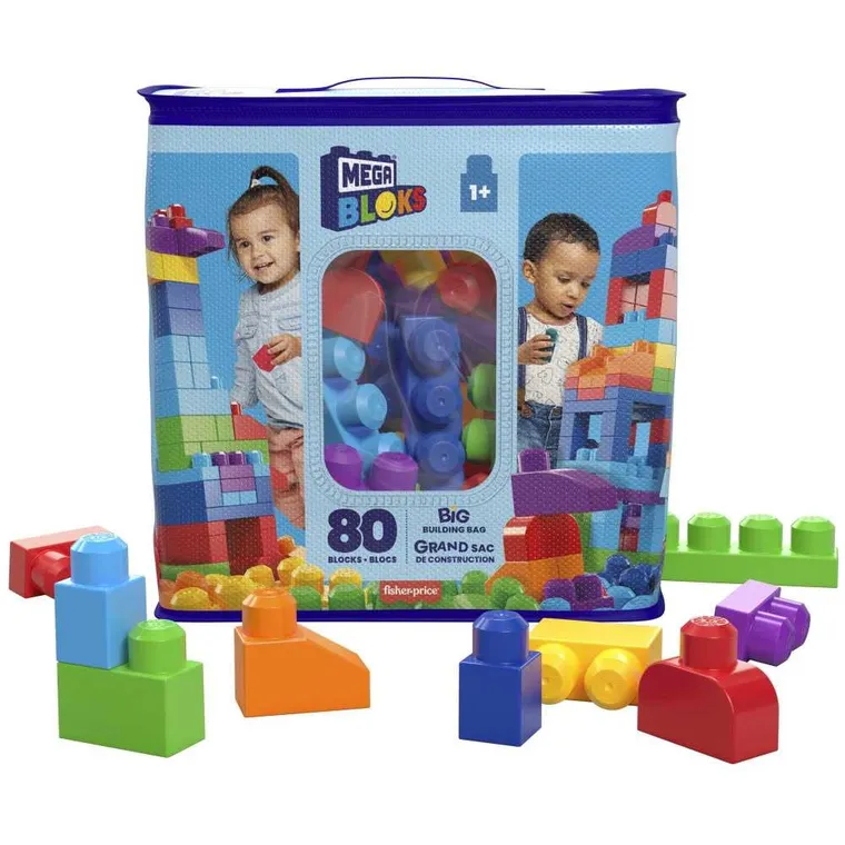 MEGA Bloks, gentuta cuburi, albastru, set de constructie, 80 piese