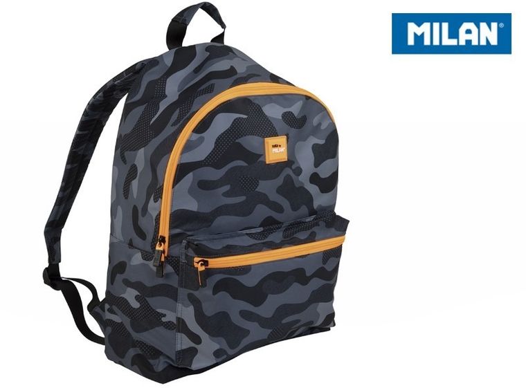 Milan, Black Camouflage, rucsac pentru scoala, negru-portocaliu
