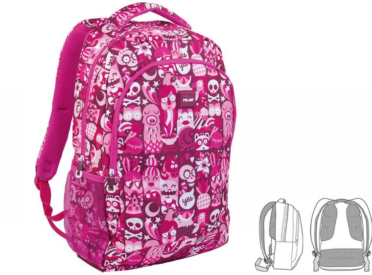 Milan, Hey Girl, rucsac pentru scoala, roz