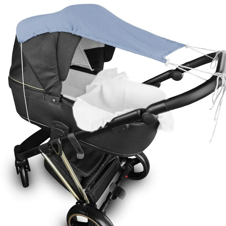 MimiNu, baldachin pentru carucior, protectie de soare, muselina de bumbac, denim