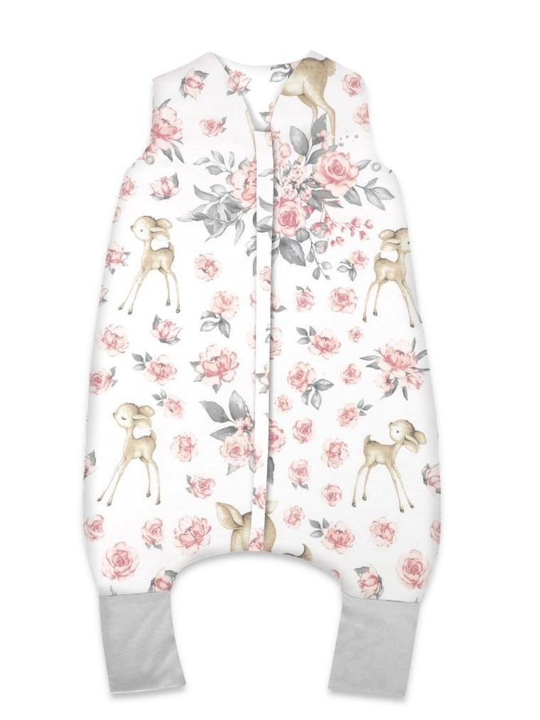 MimiNu, Caprioare, sac de dormit cu picioare, calduros, TOG 2.5, marime S, 1-2,5 ani, roz