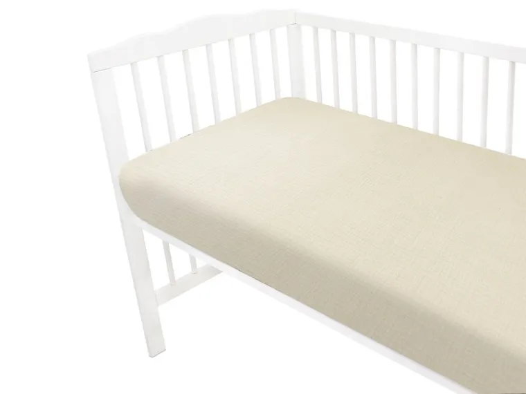 MimiNu, cearceaf cu elastic, din muselina, bej, 120-60 cm