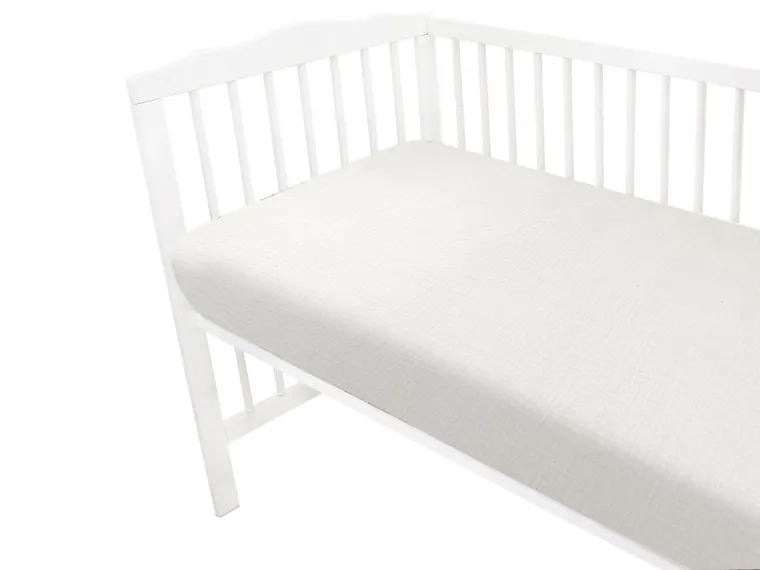 MimiNu, cearceaf cu elastic, din muselina, crema, 120-60 cm