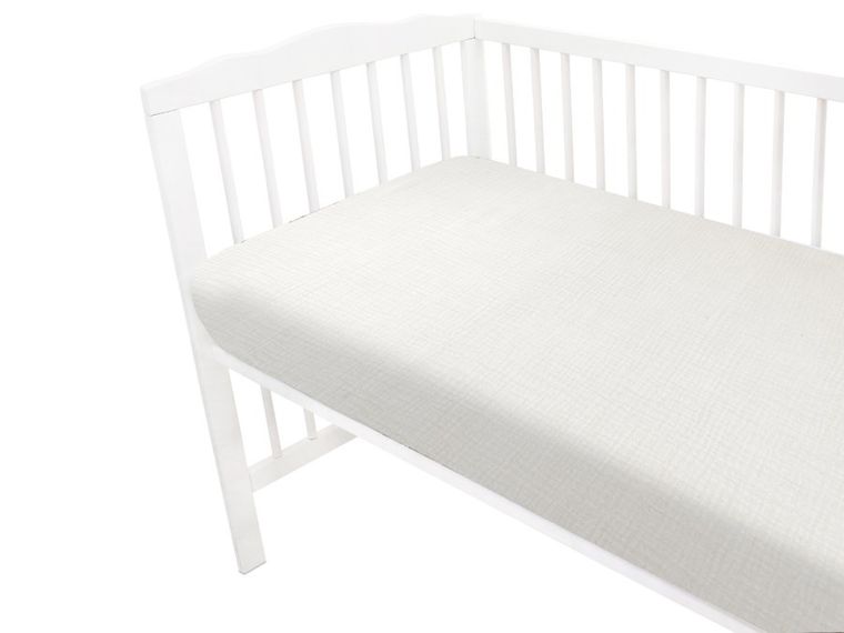 MimiNu, cearceaf cu elastic, din muselina, crema, 140-70 cm