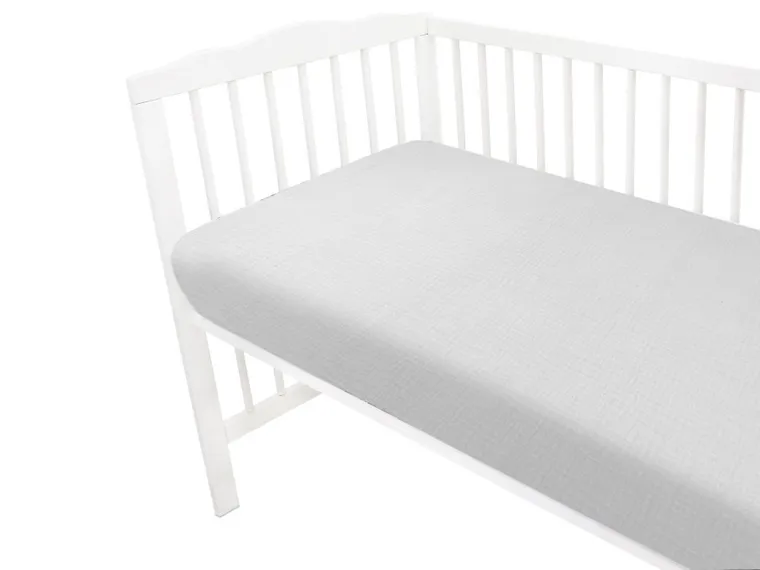 MimiNu, cearceaf cu elastic, din muselina, gri, 120-60 cm