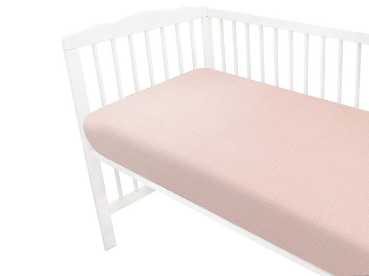MimiNu, cearceaf cu elastic, din muselina, roz, 120-60 cm