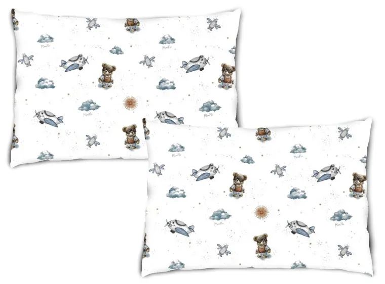 MimiNu, Duo, Ursuleti, fata de perna, albastru, 60-40 cm, 2 buc.