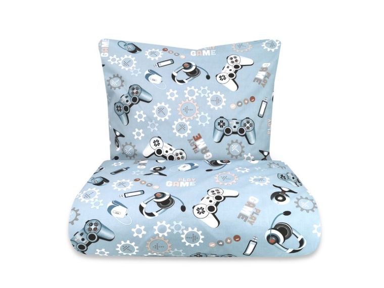 MimiNu, Gamer, set lenjerie de pat single, 160-200 + 50-60 cm
