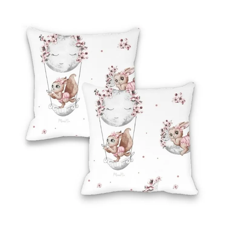 MimiNu, Lili, fata de perna din bumbac, 40-40 cm, roz, 2 buc.